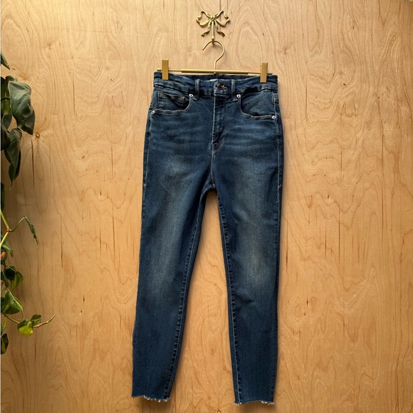 GOOD AMERICAN Good Waist Raw Edge Skinny Jeans Blue331 6/28 - Picture 3 of 8
